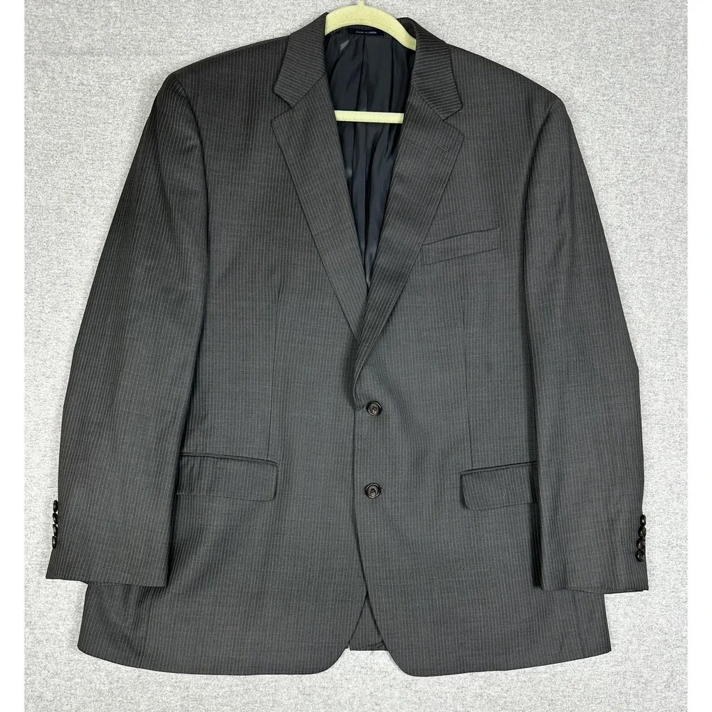 Ralph Ralph‎ Lauren Suit Jacket Mens 46R Gray Pinstripe 100% Wool Dillards 2B